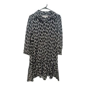 Emma & Michele Black and White Leaf Print Dress